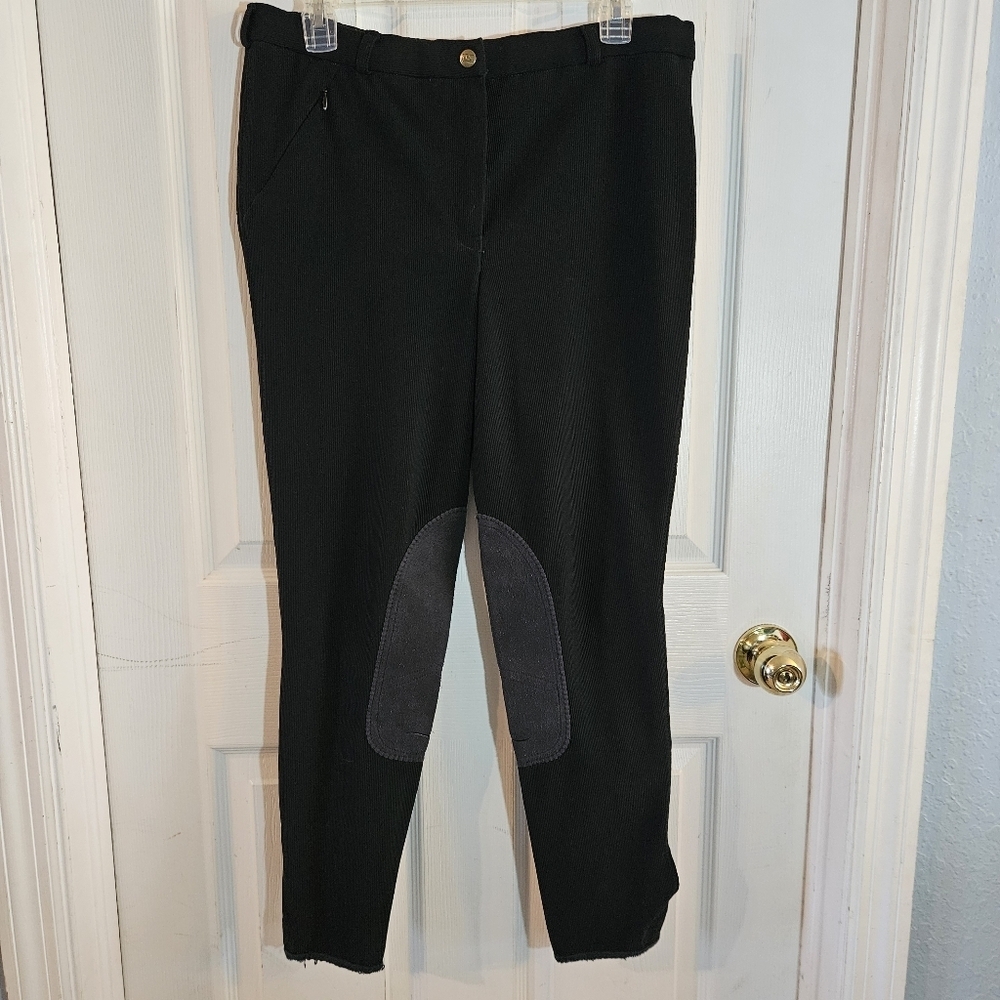 Tuff Rider Pull On Breeches Womens Ribbed Knee Pads Horeseback Riding Black 32